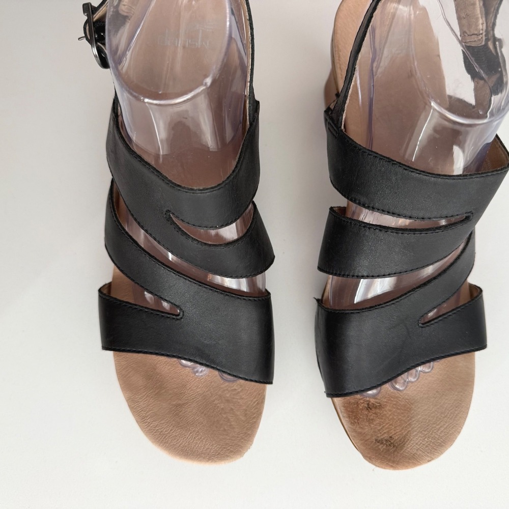Dansko Ashlee Burnished Black Sling Back Block Heel Comfort Sandal EU 41 US 10 - Picture 3 of 8